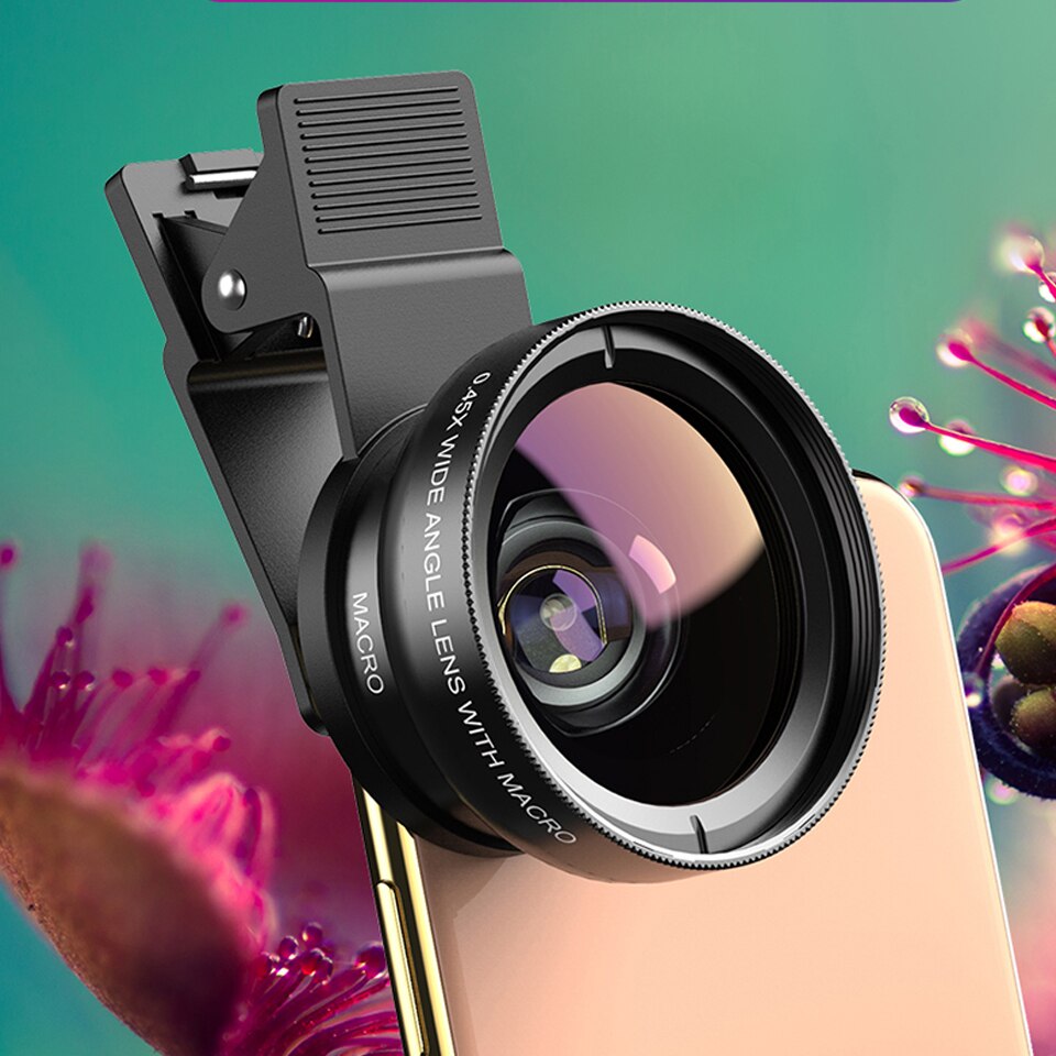 APEXEL Phone Camera Lens Kit 0.45x Wide Angle Macro Lens &amp; 12.5x Super Macro Lens HD Camera Lentes for IPhone Huawei Xiaomi