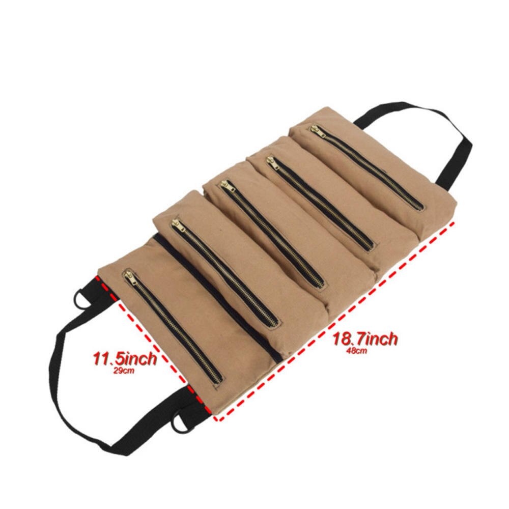 Multi-Purpose Tool Oprollen Canvas Opbergtas Wrench Roll Pouch Opknoping Tool Rits Carrier Tote Organizer Auto opbergtas: 3