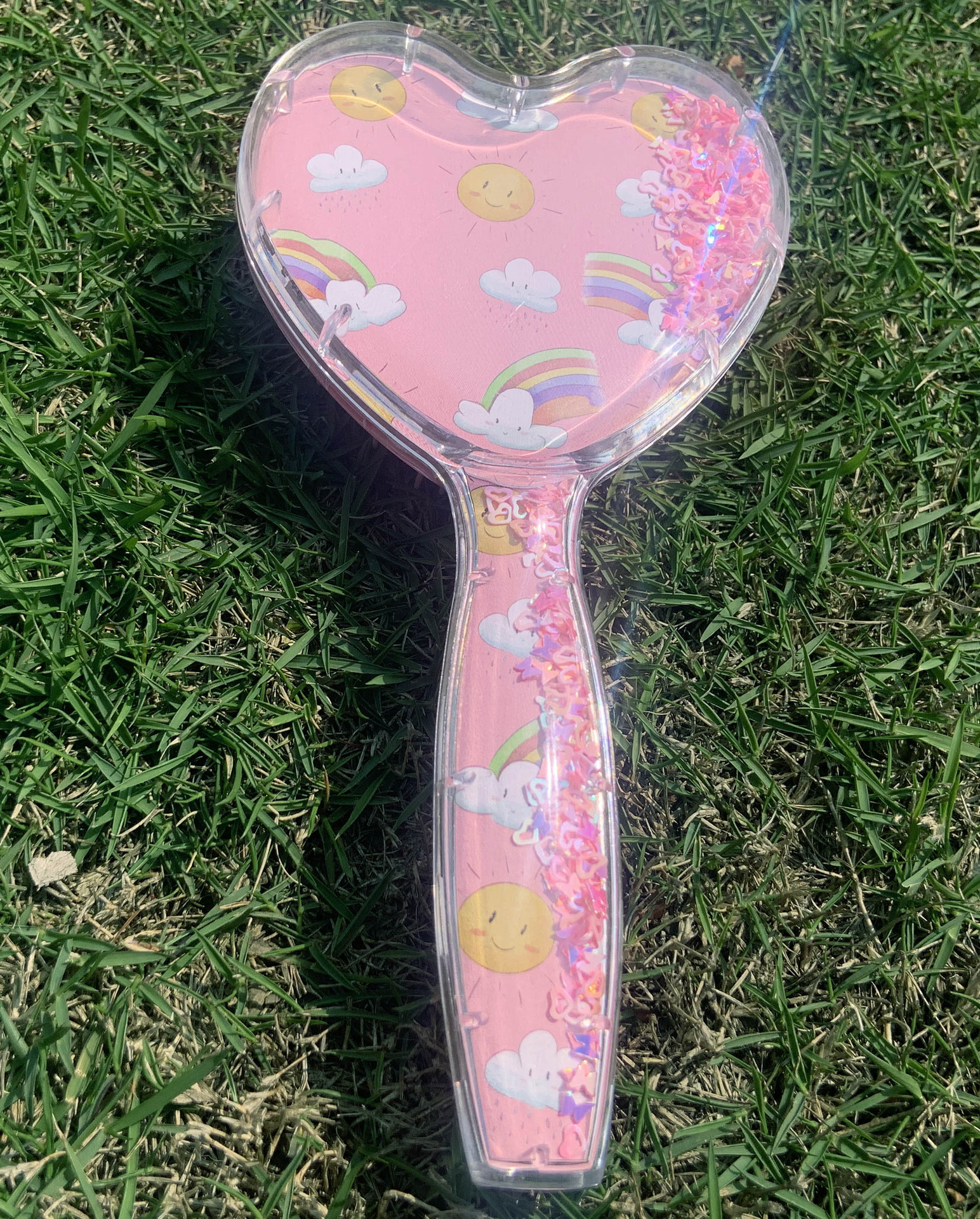 Cute Heart Hairdressing Comb for Kids Anti-knot Massage Hair Comb for Children Girls Cartoon Unicorn Flowing Stars Hair Comb: pink heart