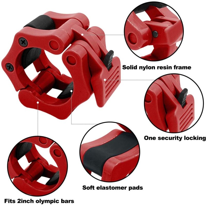 Olympic Barbell Clamps 2inch Quick Release Pair of Locking Weight Bar Plate Locks Collar Clip for Weightlifting Fitness Training