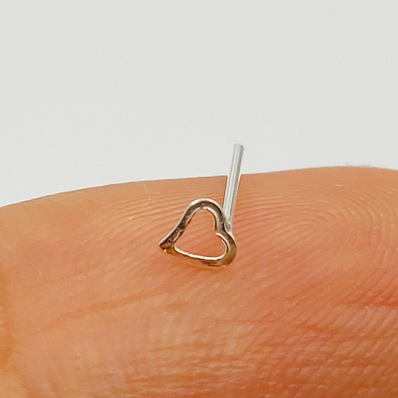 925 Sterling Zilver Hollow Hart Neus Stud Ik Pin Bocht Beschikbaar Neus Piercing 20 Stks/pak