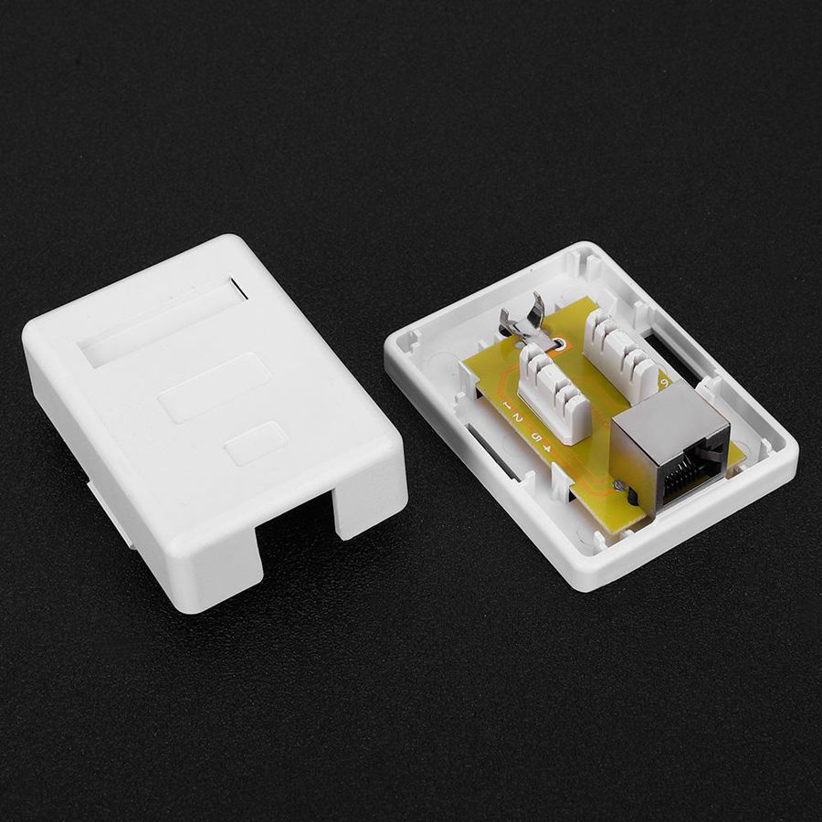 2 stk netværksboks desktop information samleboks  rj45-8 p 8c kat 6 enkelt port skærmede netværk ledninger overflademonteret