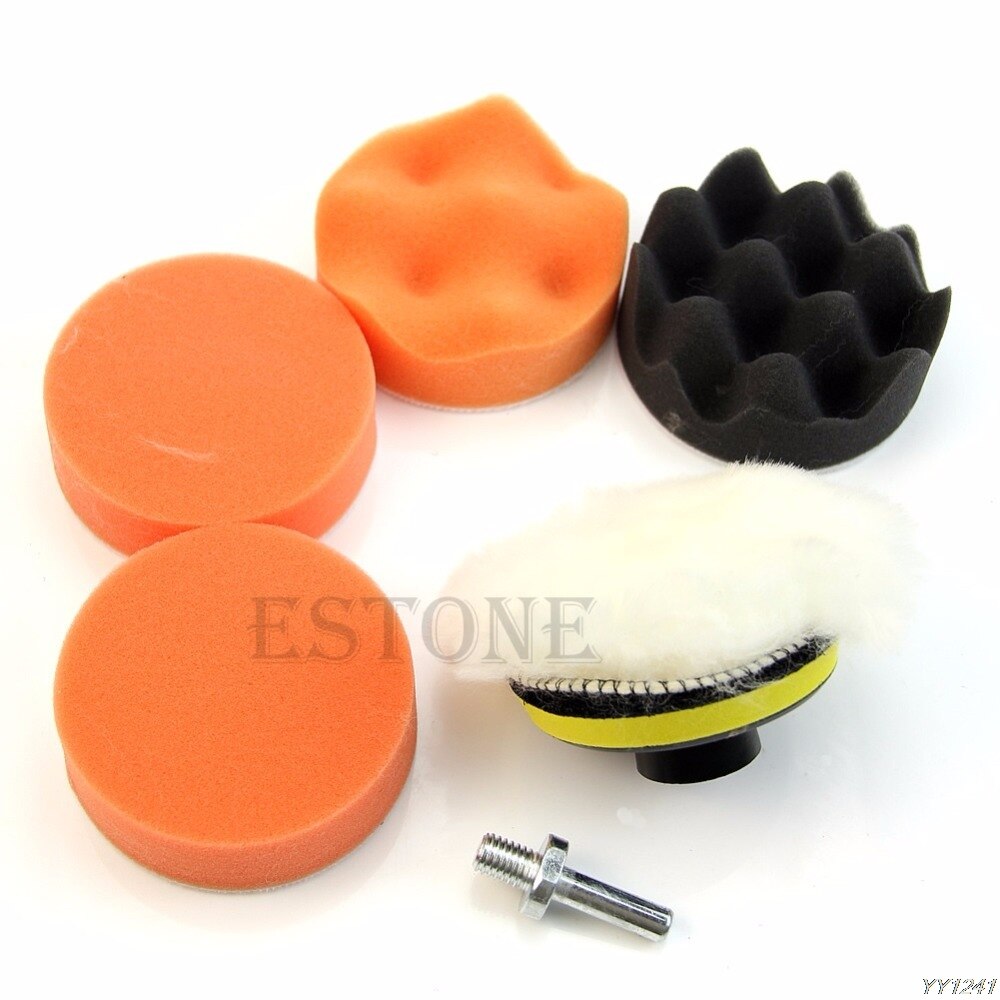 7Pcs 3'' Buffing Pad Auto Car Polishing Wheel Kit Buffer + M10 Drill Adapter