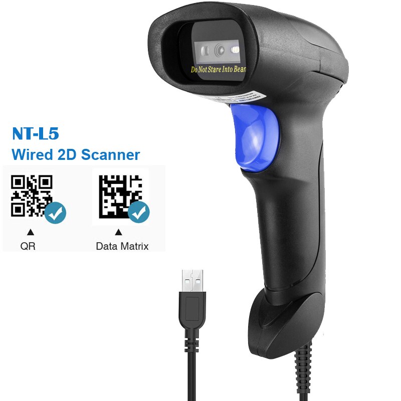L8BL Bluetooth 1D 2D Barcode Scanner En L8 Qr PDF417 2.4G Draadloze Bedrade Handheld Barcode Reader Usb Ondersteuning Mobiele telefoon Ipad: L5 Wired 2D QR