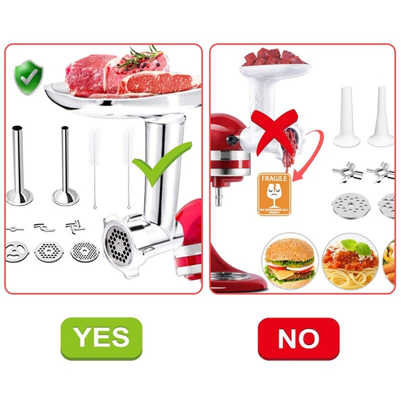 Fleisch Schleifer Anhang Würstchen Füller Zubehör Pro KitchenAid Stand Rührgerät alle Metall Fleisch Fleischwolf Pro Lebensmittel