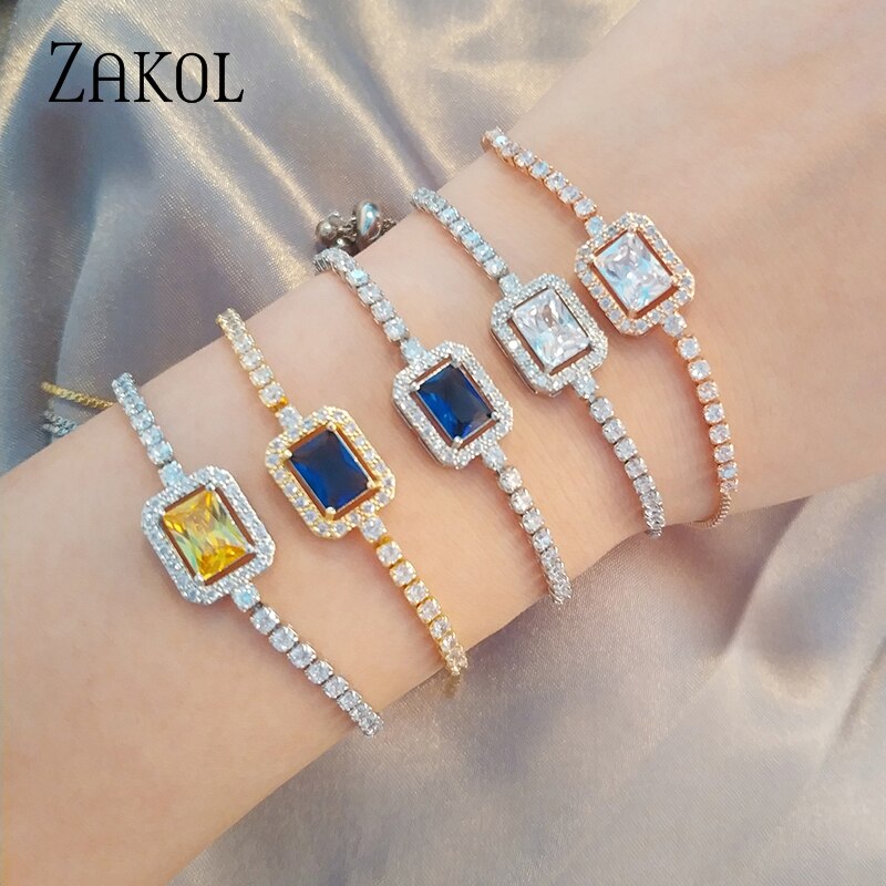 Zakol Luxe Vrouwen Lady Aaa Zirconia Verstelbare Koord Sieraden Armbanden Vriendschap Armbanden Voor FSBP2224