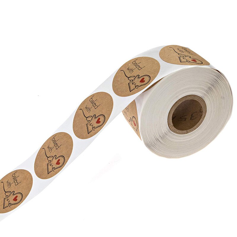 Round Natural Kraft Sticker Seal Labes 50Pcs/wad Hand Made with Love Sticker Paper Scrapbooking Stationery Sticker