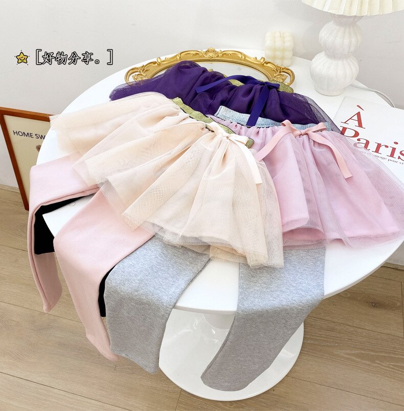 Falda tipo culotte para niños, Leggings infantiles de colores contrastantes