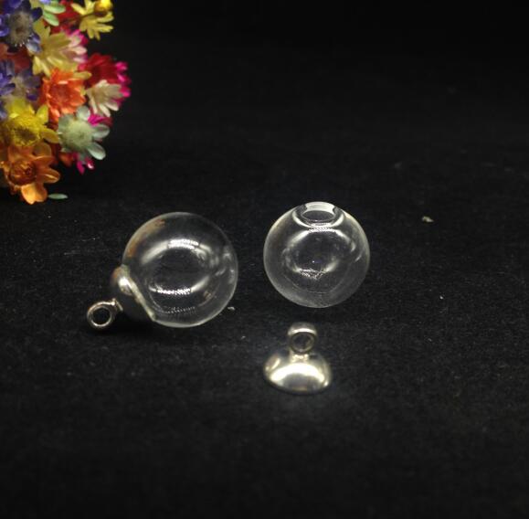 5 14mm esferas de cristal con cuentas mixtas, accesorios para tapa, dijes, colgantes para frascos de cristal, tapas de cristal, frascos, collares: Gorra clásica plateada