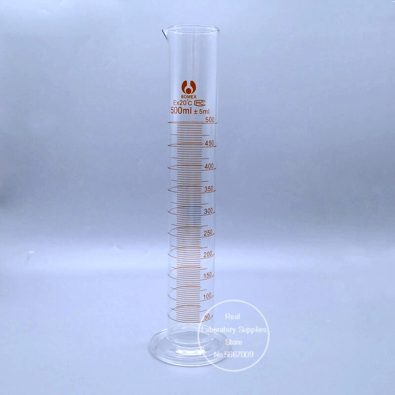 1pc 500ml laboratorie skaleret måle cylinder gradueret glas måling container laboratorie forsyninger
