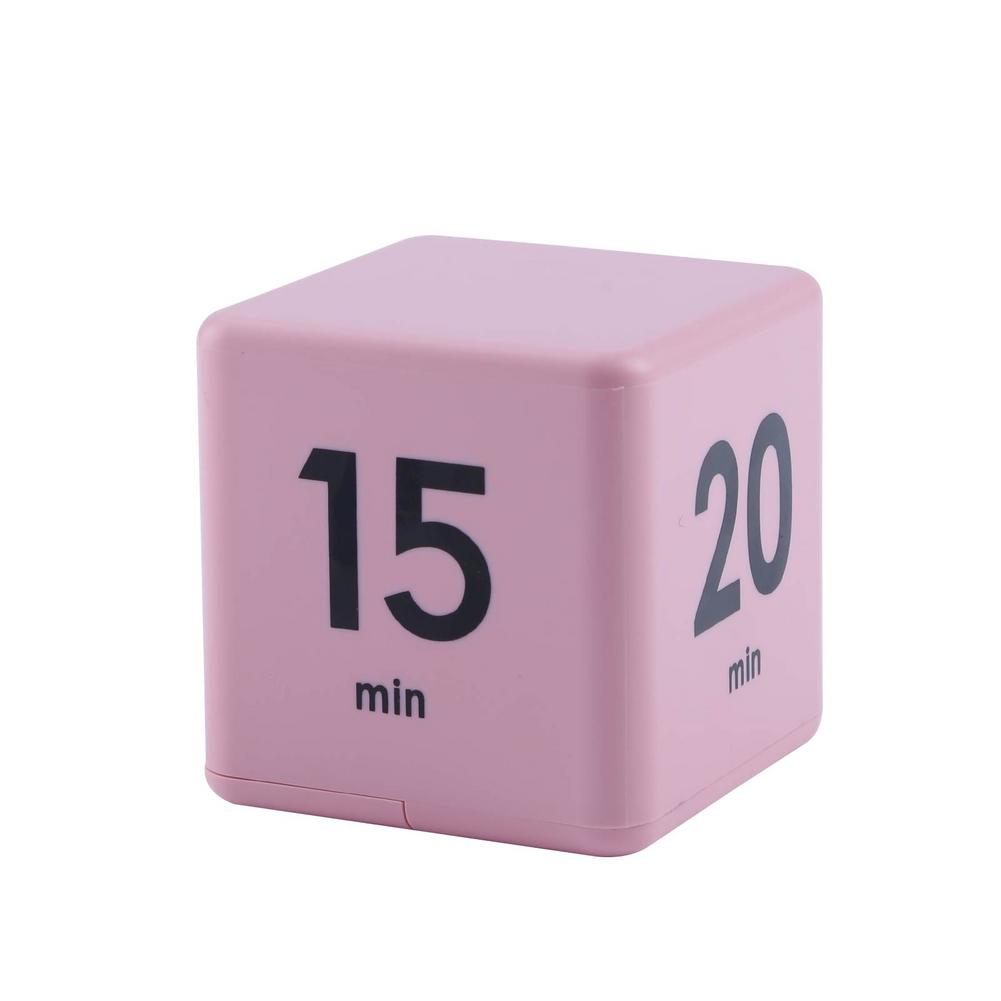Preset Timer Practical Portable Time Management Tool Study Kitchen Cooking Office Rollover Pause Countdown Cube Timer: Pink