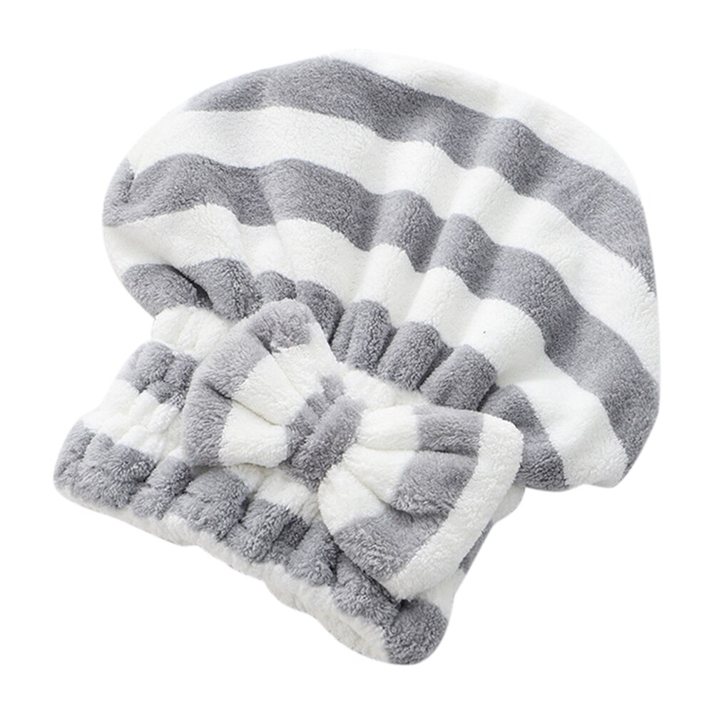 Gorro de ducha de microfibra para mujer, gorro de secado rápido, accesorios de baño, novedad: Gris claro