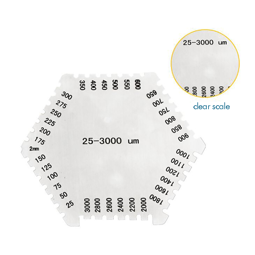 Portable Wet Film Comb 25-3000um Thickness Gauge High Precision Stainless Steel Wet Film Thickness Gauge with Storage Case