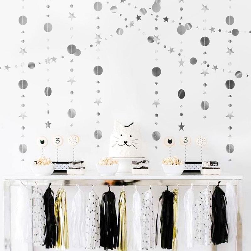 4M gold and silver stars circle garland ribbon birthday decoration wedding supplies party pendant Christmas C5T0
