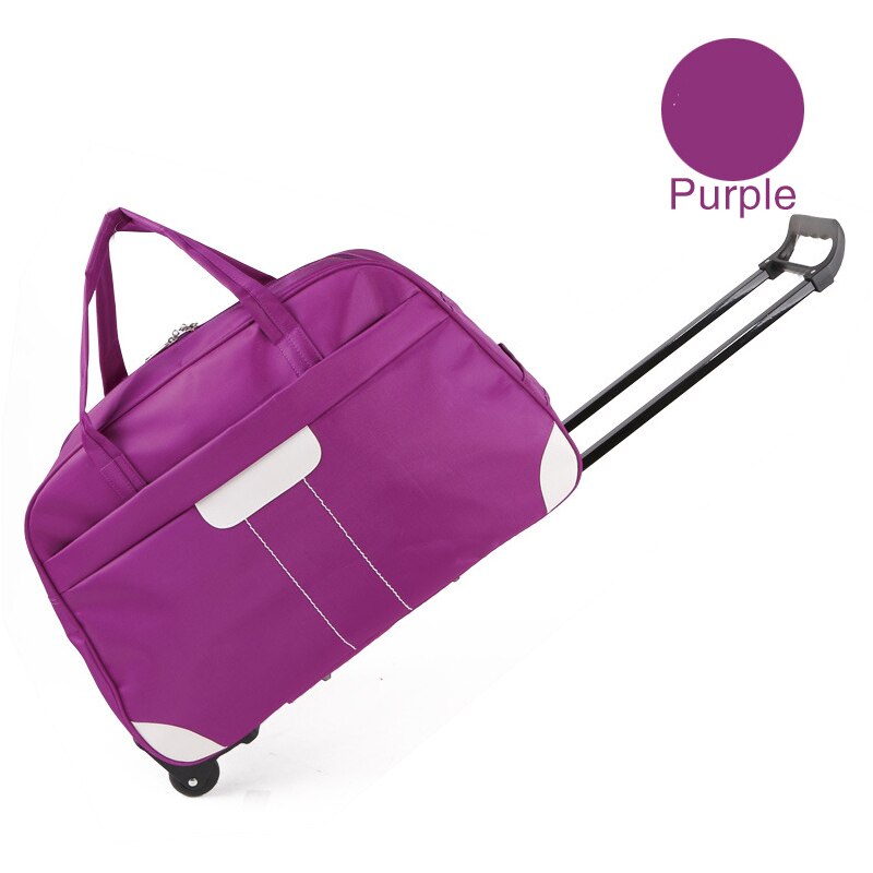 JULY'S SONG Luggage Rolling Suitcase Waterproof Trolley Bag Overnight Weekender Bag Travel Carry-on Duffle Bag With Wheels: purple