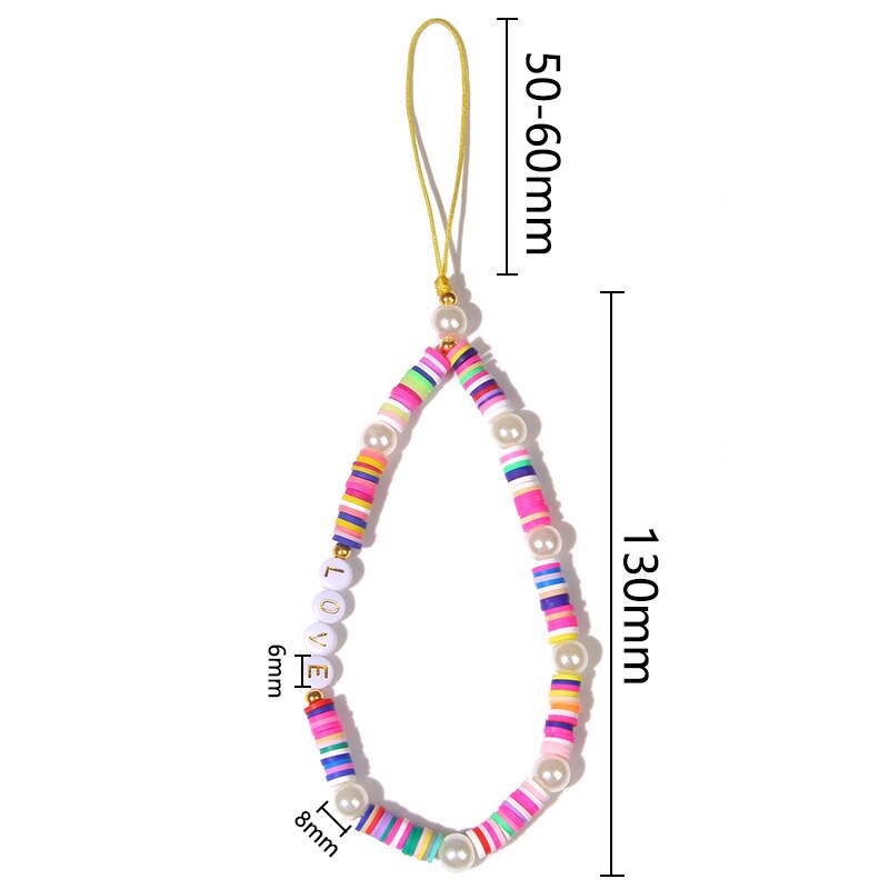 Heishi – bracelet de téléphone portable tendance, perles d'argile perlées, chaîne de téléphone, amour sourire fleur téléphone bijoux pour femmes Anti-perte: NO.1 Love