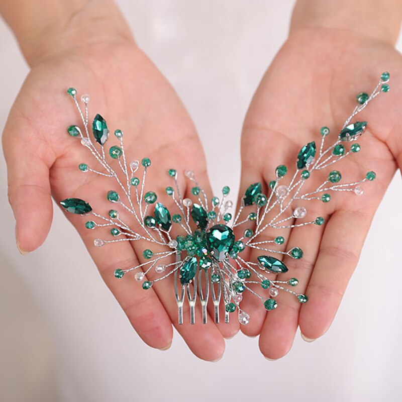 Ling & Bai 2 Stuks Strass Bloem Haar Kam Franse Kant Clip Crystal Ling & Bai 2 Stuks Strass Bloem Haar Kam Franse Kant Clip Crystal