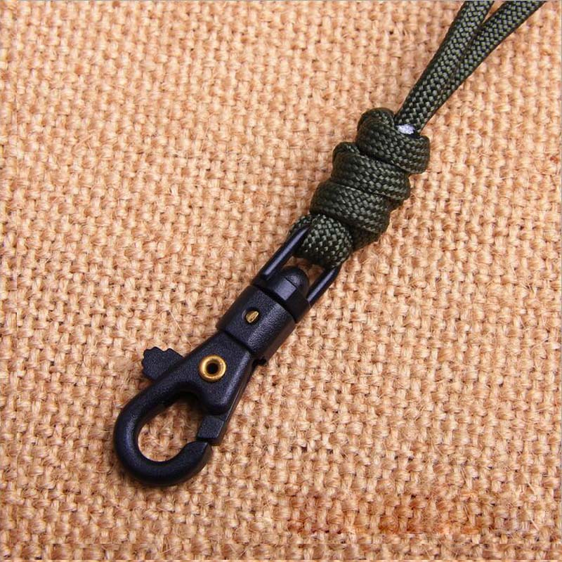 1pc håndlavede paracord lanyard nøglering til fløjter ledning nøgler id badge mobiltelefon klatring plastik klip hængende nakke reb lanyard: Grøn