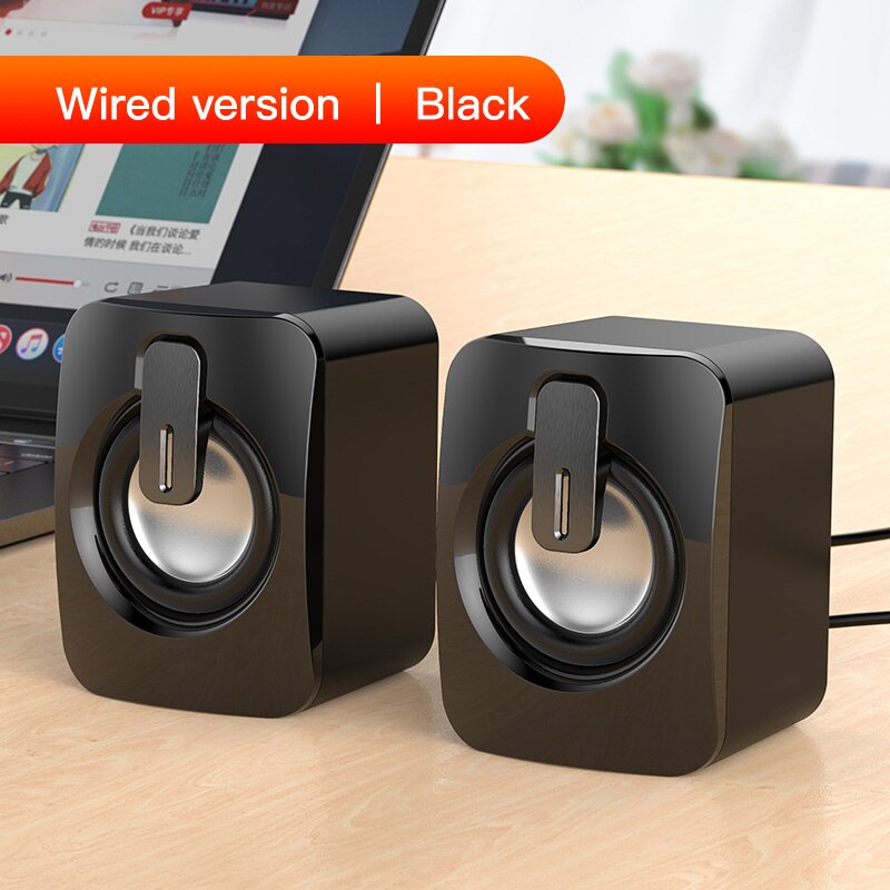 Usb Bedrade Computer Speakers Pc 4D Stereo Sound Surround Luidspreker Voor Laptop Desktop Bluetooth Speaker Multimedia Luidspreker: wired black 2pcs