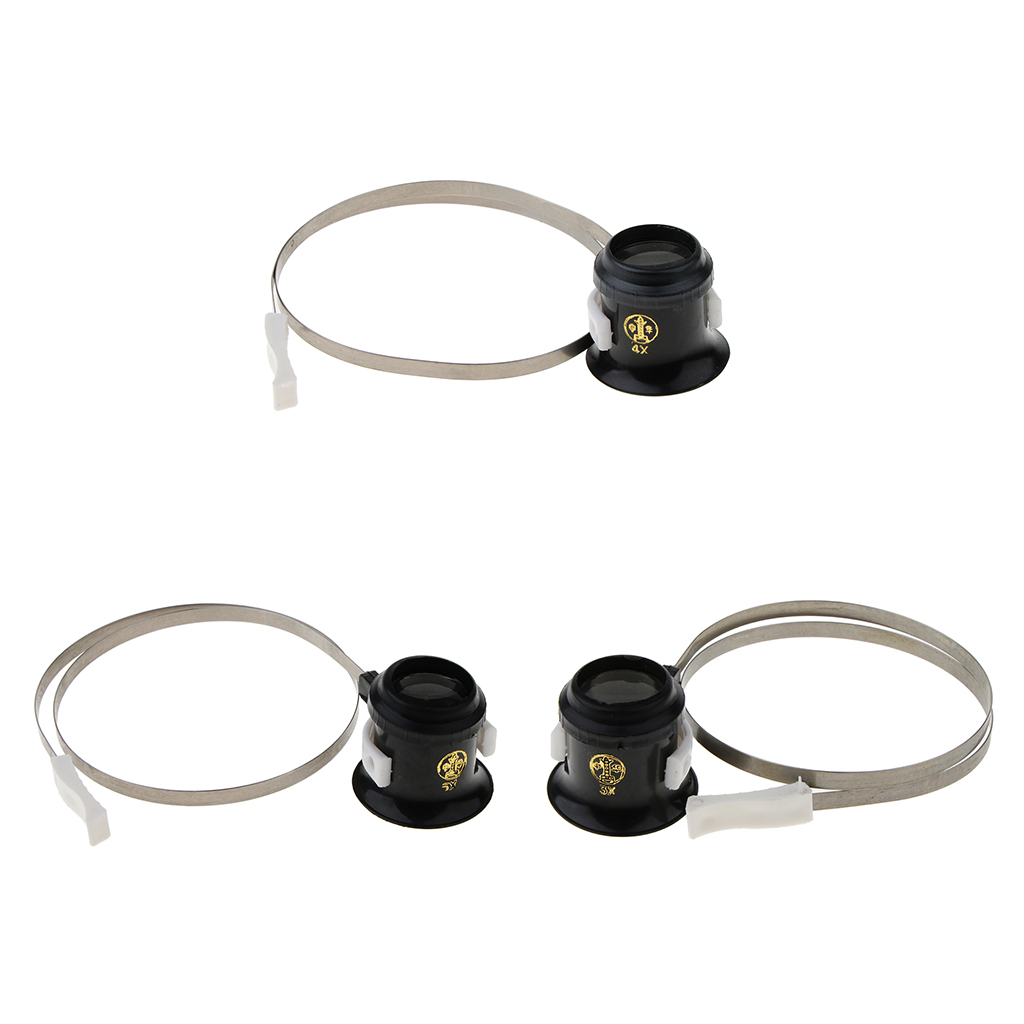 3X 4X 5X Magnifier Jewelry Watch Repair Magnifying Glasses Loupe Lens Jeweler Watch Repair with Wire Eye Loupe Holder Band