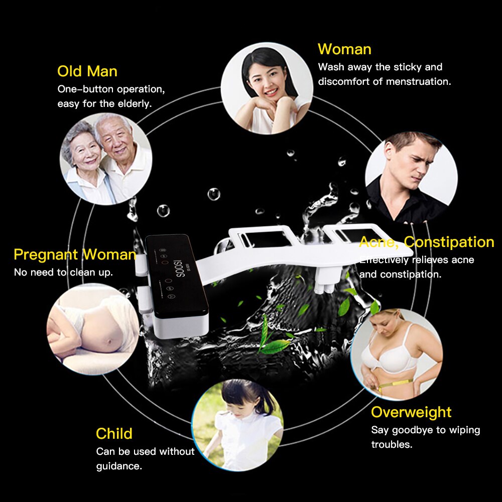 Soosi Non-Elektrische Mechanische Toiletbril Bidet Attachment Ultra Dunne Dual Nozzle Spuit Verse Water Spray Voor Persoonlijke Hygiëne