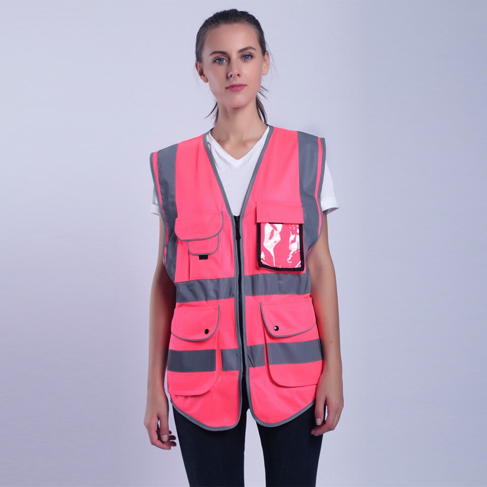 Construction Safety Vest Reflective Work For Men Women Hi Vis Vest With Reflective Stripes Safety Vest Pockets And Zipper