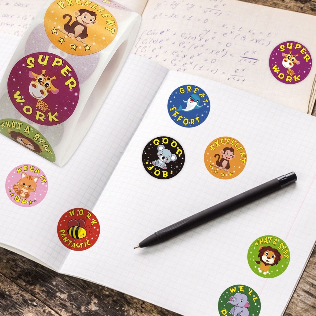 1000pcs School Stickers 1 Inch Teacher Supplies for Classroom Potty Training Motivational Stickers Stationery School Supply