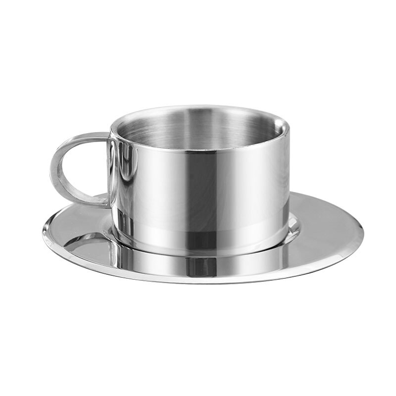 220ml Large Size Coffee Cup Set High Grade Coffee Mug Tea Cups With Spoon And Plate Stainless Steel Tea Cup Set