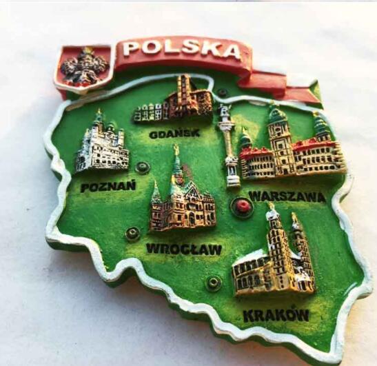 Polen Lokalen wahrzeichen Tourist Karten Tourismus Memorial Kühlschrank Magnet 3D Kühlschrank Magnet Aufkleber Reise Souvenir Dekoration
