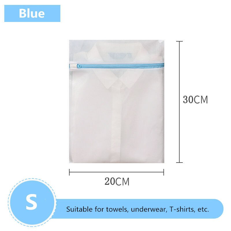Blue Zipper Mesh Wash Bags Household Washing Machine Bag For Laundry Underwear Bra Socks Dirty Clothes Organizer Laundry Baskets: S 20-30cm