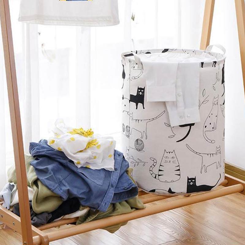 Household Dirty Clothes Hamper Basket Folding Over Sized Toy Storage Bucket Laundry Hampers with Easy Carry Extended Handles