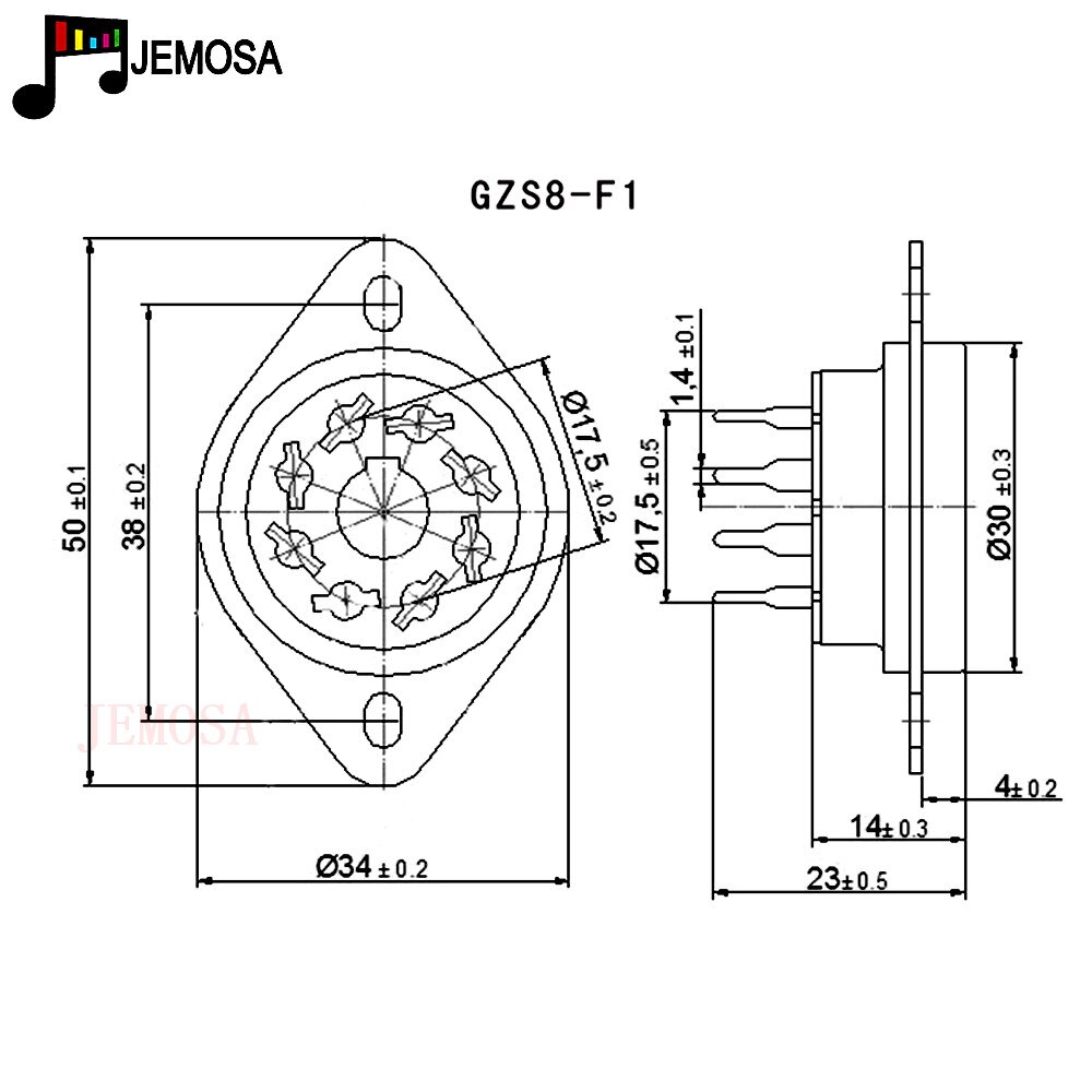 10Pcs Bakeliet 8Pins Buis Socket GZS8-F2 Elektron Buisvoet KT88 6SN7 6V6 6L6 EL34 6N8P Vacuüm Buis Diy hifi Audio Versterker