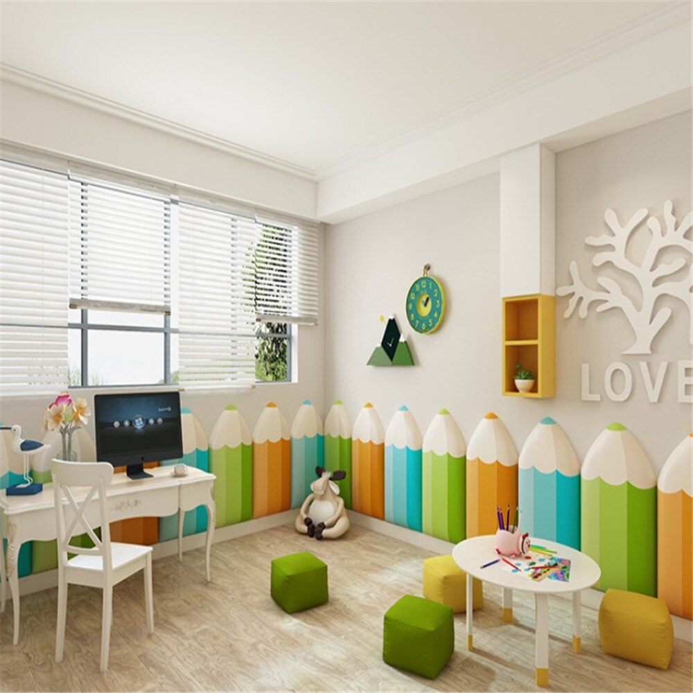 Vægpude vægdekoration børnehave søjle anti-kollision wallsticker sengekant blød taske