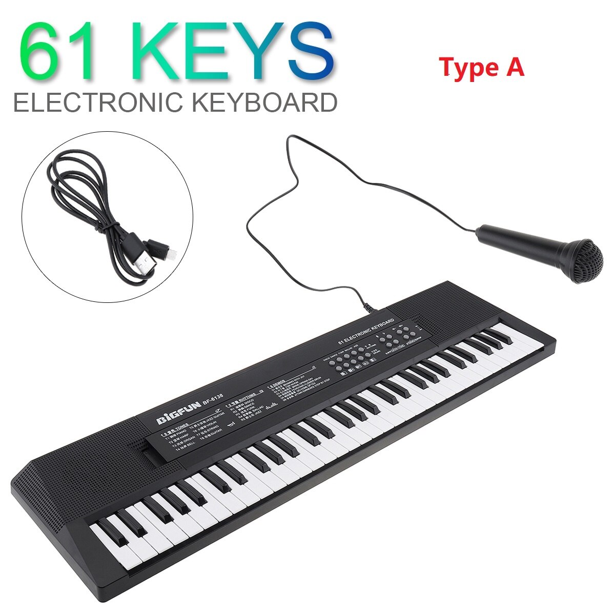 49 / 61 Keys Electronic Keyboard Piano Digital Music Key Board with Microphone Children Musical Enlightenment: Light Grey