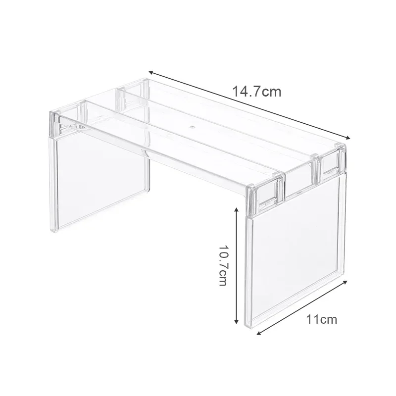 Kühlschrank-Organizer, Lagerregal, Kühlschrank, geschichtete Trennregale, transparenter Desktop-Ständer, platzsparend, Küchenzubehör: Licht Grau