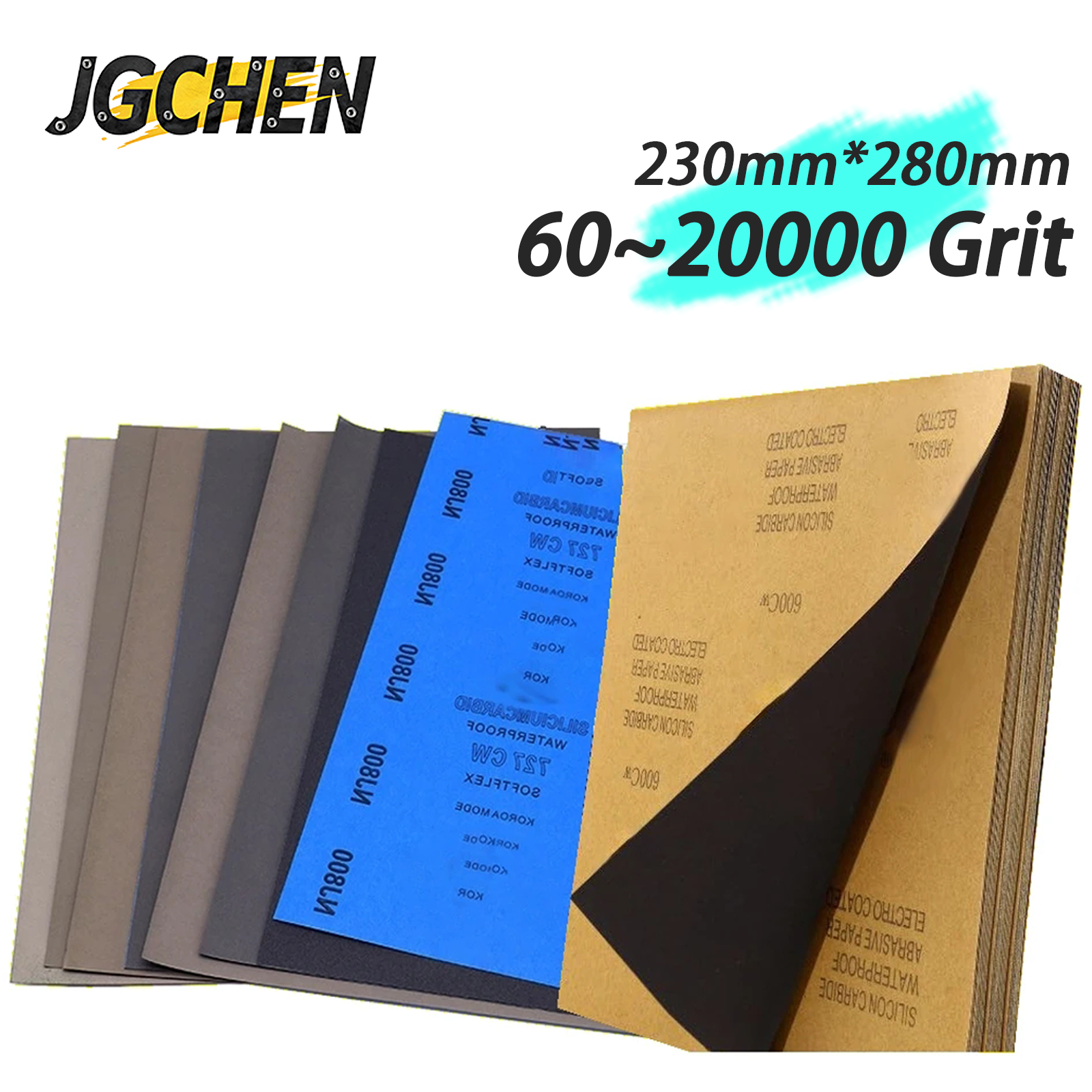 60-20000 Grit Silicon Carbide Wet/Dry Sandpaper 230*280mm Abrasive Sheet High Performance Surface Polishing for Wood Metal Stone