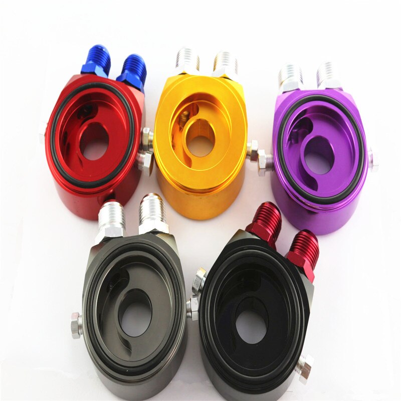 Universal Oil Filter Sandwich Plate Adapter - Aluminum Cooler Adapter With 3x 1/8 NPT Ports - M20x1.5 Thread For Engine Oil Cooling Systems
