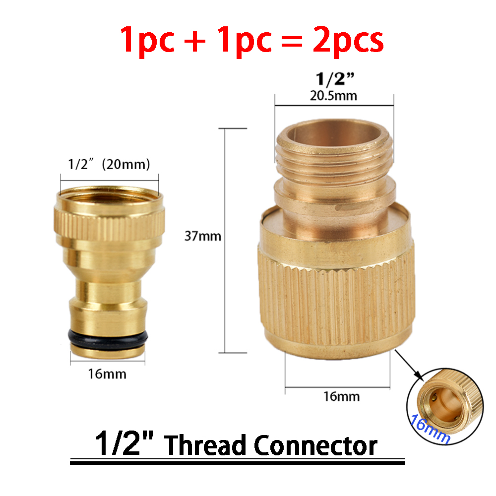 1Sets Garden Hose Quick Connect Water Hose Fitting, 3/4 Inch 1/2 Inch Brass BSP Female And Male Connector: Brown