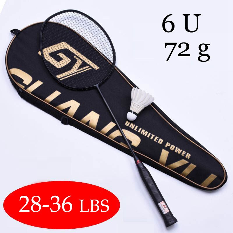 Badminton Racket Professionele Carbon Badminton Racket 22-28 Lbs Gratis Grips Geregen 6U 72G, 7U 62G