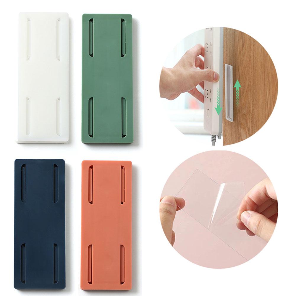 Punchfree-Soporte adhesivo para enchufe, fijador de pared, tira de alimentación, enchufes de almacenamiento, soporte de estante, gancho extraíble