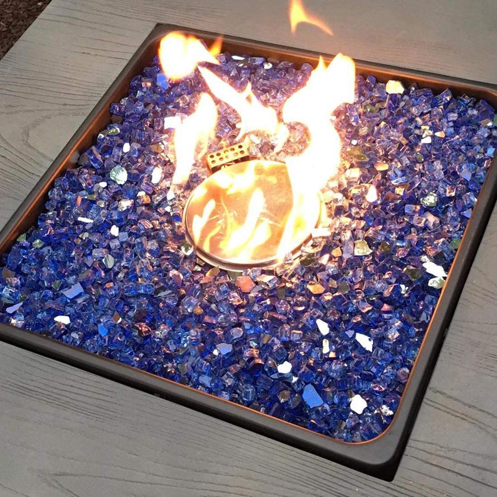 Fire Glass – 1/2 Inch and 1/4 Inch Reflective Tempered Fireglass with Fireplace Glass and Fire Pit Glass, Cobalt Blue Reflective