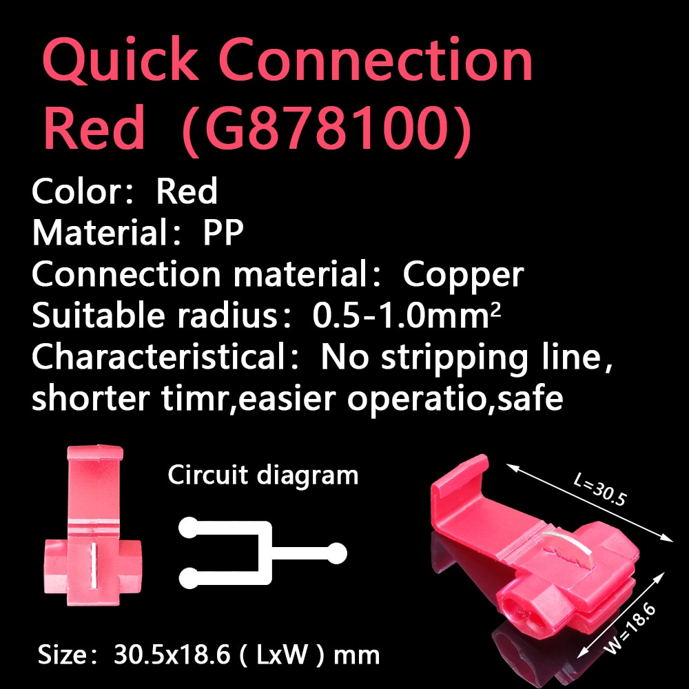 Scotch Lock colours Electric Wire Cable Connectors Quick Splice Terminals Crimp Non Destructive Without Breaking Line AWG 22-18: (G878100) Red / 50 PCS