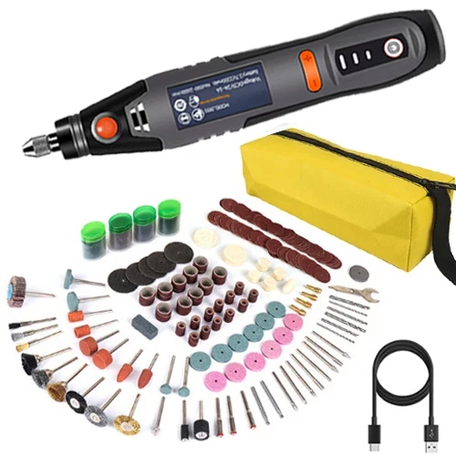 Herramienta rotativa inalámbrica USB de 35W Dremel DIY Mini taladro pluma de grabado eléctrico 3 velocidades Mini juego de taladro inalámbrico 8500r-21000r/min: Negro