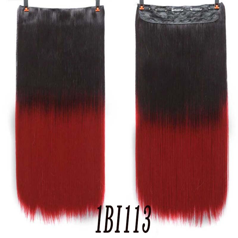 Xuangunag 5 klipp lange rett kvinner clip in hair extensions naturlig silkeaktig rett hår extension the gradient color: 1 bi 113