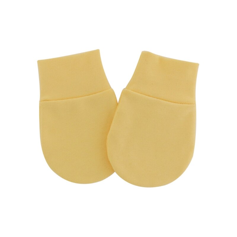 1 paar zachte katoenen handschoenen tegen krabben voor baby's, bescherming voor het gezicht en handbescherming voor baby's, benodigdheden: Geel