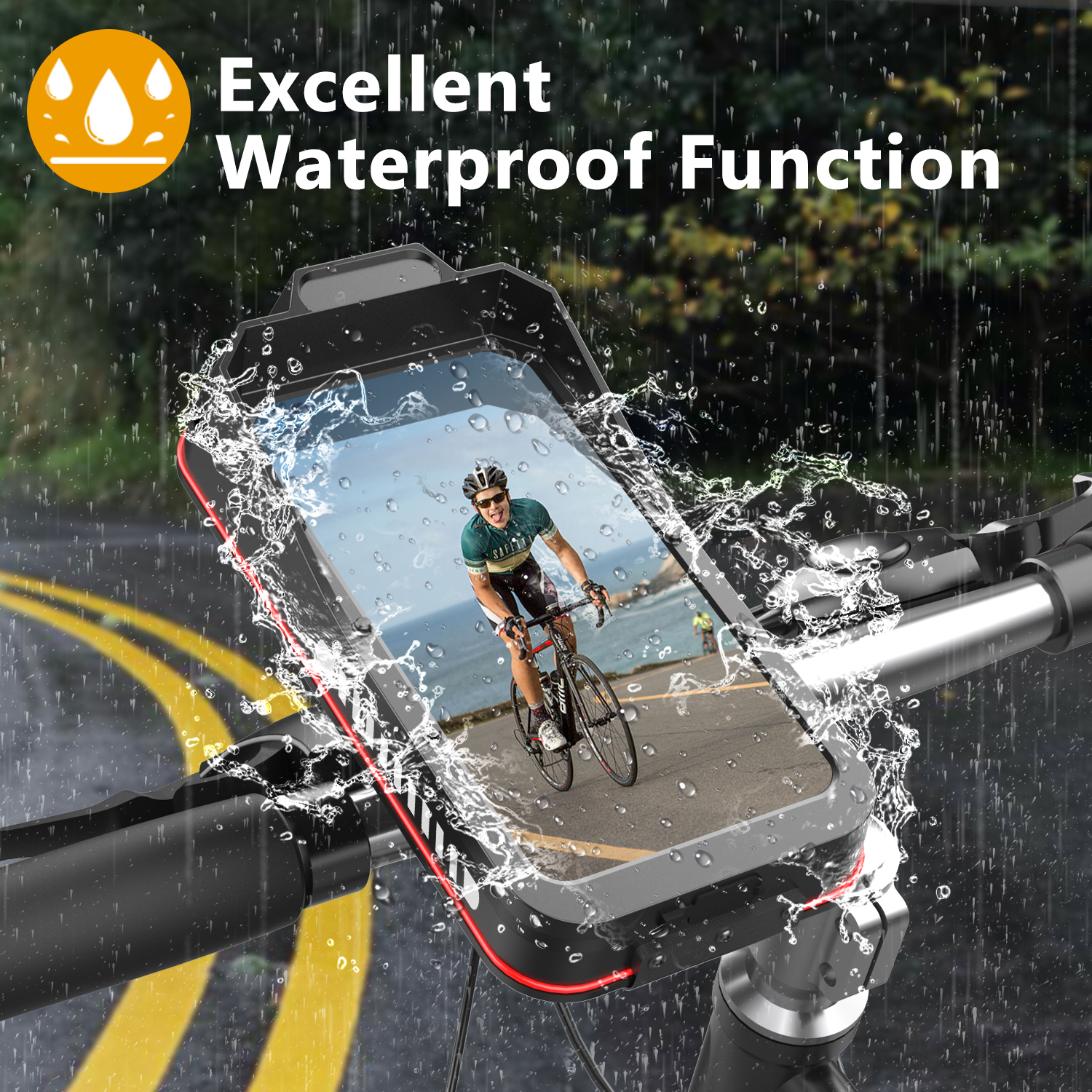 Fietstelefoonhouder Waterdichte, waterdichte motorfietstelefoonhouder Fietstelefoonhouder Tas Met stuurbasis en touchscreen