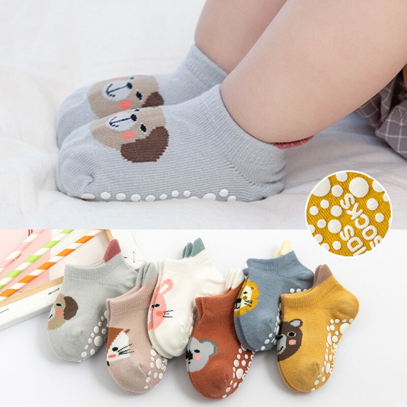 Cartoon Baby Sokken Anti Slip Kids Meisje Jongen Korte Sokken Met Rubberen Zolen Lente Herfst Soft Cotton Baby Peuter Floor sokken