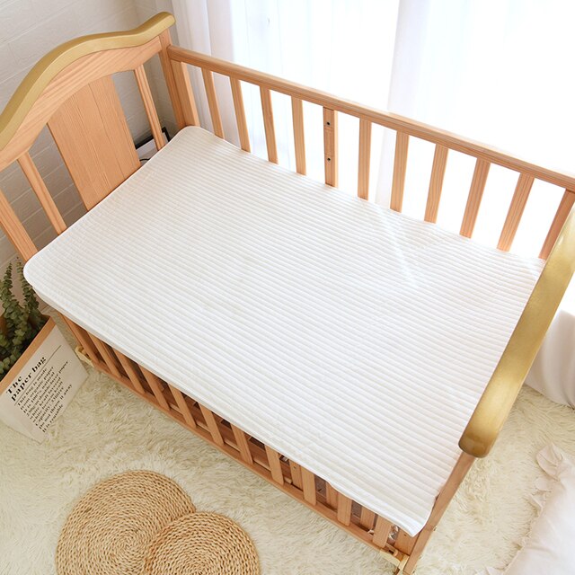 Koreaanse Baby Wieg Crib Gewatteerde Vel Katoen Beer Ster Citroen Ballon Geborduurde Kids Baby Kinderen Peuter Lakens Beddengoed: Blauw / 70x140CM