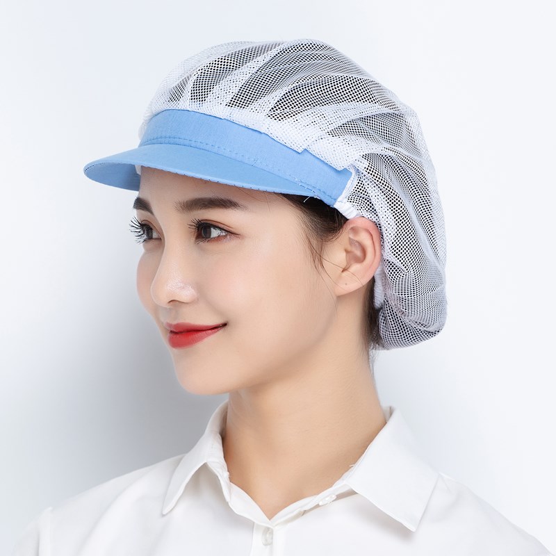 Pustende netting arbeidslue dame herre hårtildekket hatt verkstedhatt serveringshatt bakehatt kjøkken matlaging visirhatt med brem: Gul