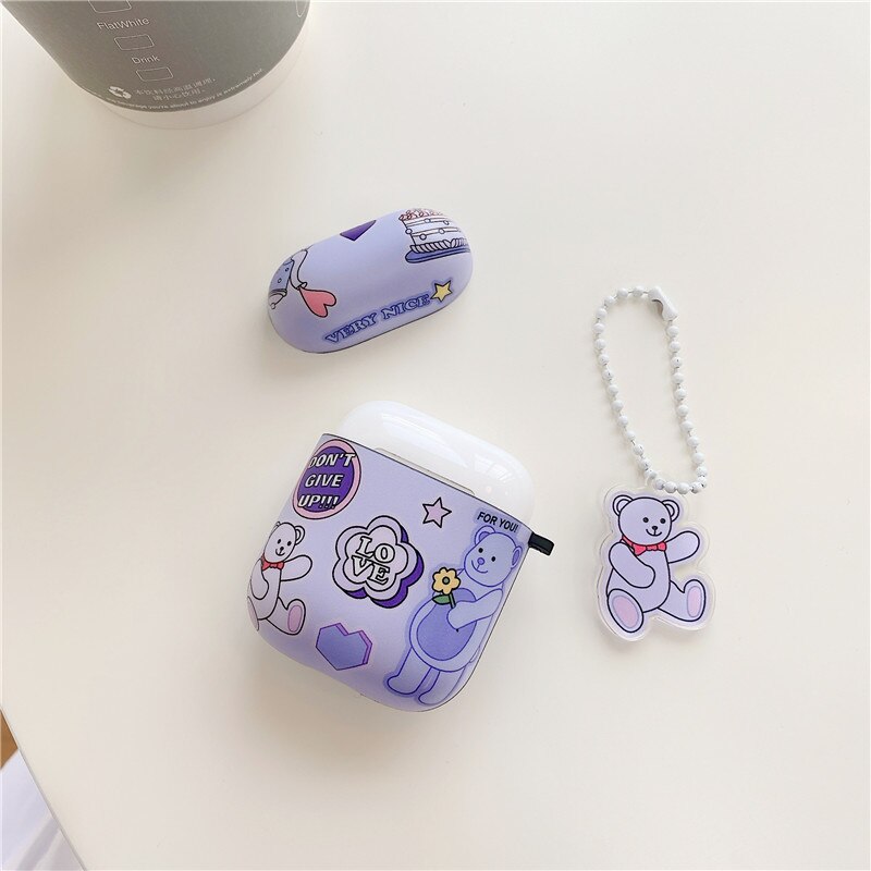 Cute Bear Earphone Case For Apple AirPods 3 2 1 Charging Box Capa For air pods Pro Cases Funny IMD Headphone Protection Covers